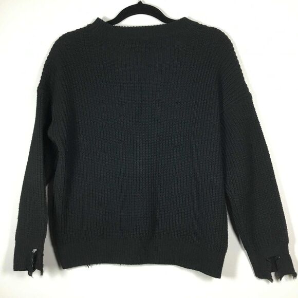 Pink Diamond Black Oversized Distressed Sleeve Grunge Goth Sweater S Autumn - Picture 5 of 7